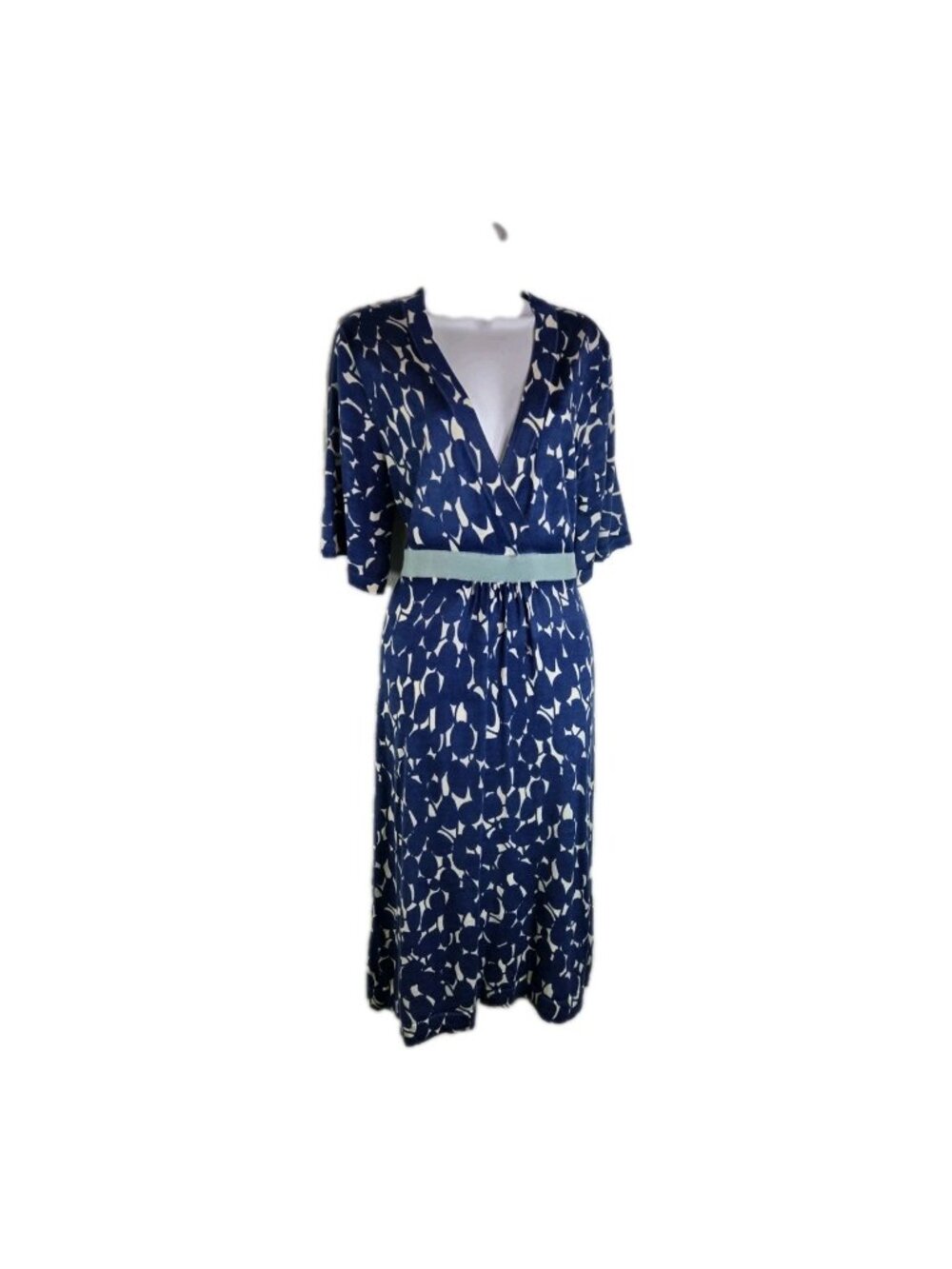 Boden 100% Wool Sweater Dress Surplice V Neck Floral Midi Long Dress - Picture 2 of 9